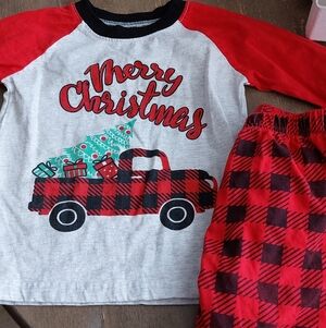 Merry Christmas Kids Pajamas - Red and White